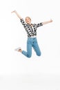 Full length image of happy ginger woman in shirt Royalty Free Stock Photo
