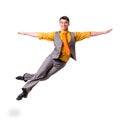Full length of a jumping business man isolated on Royalty Free Stock Photo