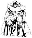 Superhero Sitting Isolated Line Art