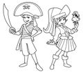 Pirate Kids Line Art