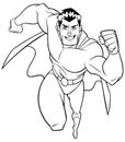 Superhero Running Frontal View Line Art