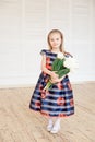 Full-length of little smiling girl child in colorful dress Royalty Free Stock Photo