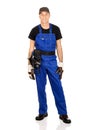 Full length mature worker with tool belt Royalty Free Stock Photo