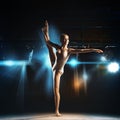 Full length photo of ballet dancer posing in theater Royalty Free Stock Photo