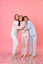 Full length photo of three happy women 20s wearing leisure cloth Royalty Free Stock Photo