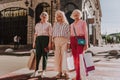 Nice grandmothers are standing on street together Royalty Free Stock Photo