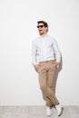 Full length picture of optimistic man dressed in casual clothing Royalty Free Stock Photo