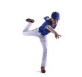 Full Length of Pitcher Baseball Player  isolated on white background Royalty Free Stock Photo