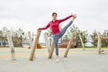 Mature Woman Stretching Outdoors Royalty Free Stock Photo