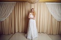 Full length portrait of beauty bride in white dress. Classic sty Royalty Free Stock Photo