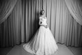 Full length portrait of beauty bride in white dress. Classic sty Royalty Free Stock Photo