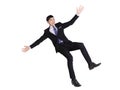 Full length portrait of a businessman jumping. Isolated on white background Royalty Free Stock Photo