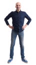 Full length portrait of a casual bald man Royalty Free Stock Photo