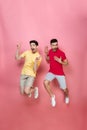 Full length portrait of a cheerful gay male couple Royalty Free Stock Photo