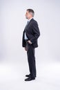 Full length portrait of confident mature businessman in formals standing isolated over white background. Royalty Free Stock Photo