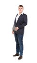 Full Length Portrait Confident Young Businessman with a Modern T Royalty Free Stock Photo