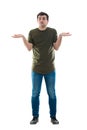 Casual male shrugs helpless gesture Royalty Free Stock Photo