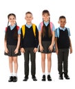 Full length portrait of cute children in school uniform Royalty Free Stock Photo