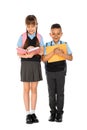 Full length portrait of cute children in school uniform Royalty Free Stock Photo