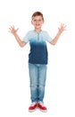 Full length portrait of cute little boy in casual outfit Royalty Free Stock Photo