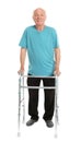 Full length portrait of elderly man using walking frame Royalty Free Stock Photo