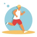 Full length portrait of a fitness man running isolated on a white background. Man running, flat vector illustration Royalty Free Stock Photo