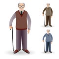 Full length portrait of an handsome old man standing with cane i Royalty Free Stock Photo