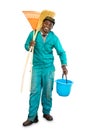 Full length portrait of happy african garden worker.