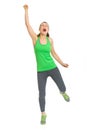 Full length portrait of happy fitness woman rejoicing success Royalty Free Stock Photo