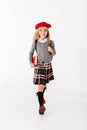 Full length portrait of a happy little schoolgirl Royalty Free Stock Photo