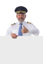 Pilot holding blank banner