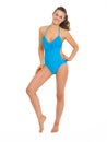 Full length portrait of happy woman in swimsuit Royalty Free Stock Photo