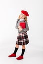 Full length portrait of a lovely little schoolgirl Royalty Free Stock Photo