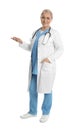 Full length portrait of mature doctor on background Royalty Free Stock Photo