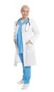 Full length portrait of mature doctor on background Royalty Free Stock Photo