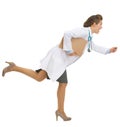 Full length portrait of running doctor woman Royalty Free Stock Photo