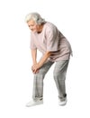 Full length portrait of senior woman having knee problems Royalty Free Stock Photo