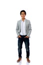 Full length portrait of smiling asian man Royalty Free Stock Photo