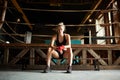 Tough Woman by Boxing Ring Royalty Free Stock Photo