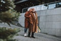 Happy senior couple spending time together on the street Royalty Free Stock Photo