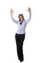 Business woman raising her arms in joy Royalty Free Stock Photo