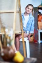 Little Girl Studying Still Life in Art Class