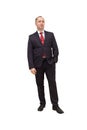 Full length portrait of a young businessman standing with his hands in the pockets. Isolated on white. Clipping path Royalty Free Stock Photo
