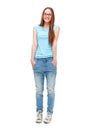 Full length portrait of young girl in casual clothing isolated Royalty Free Stock Photo