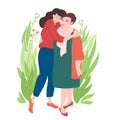 Women day card with young woman hugging her mom