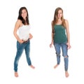 Full length portraits of two beautiful girls Royalty Free Stock Photo