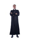 Full length priest crossed arms with soutane