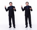 Full length 60s 50s Asian Senior man business executive manager, pointing finger up in Air Royalty Free Stock Photo