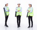 Full length 30s Asian Woman engineer architect business client, cross arms confident Royalty Free Stock Photo