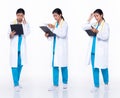 Full length 30s Asian Woman scientist surgeon Doctor, working hard thinking Royalty Free Stock Photo